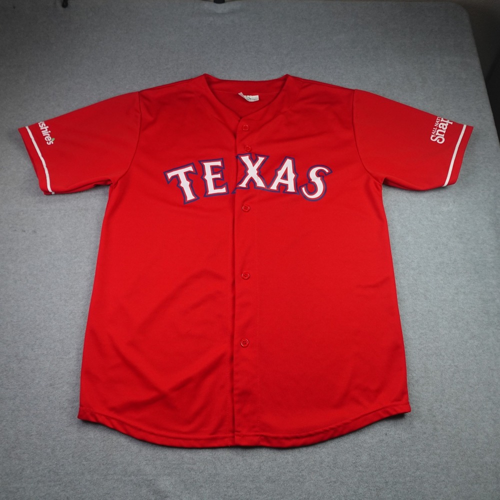 Texas Ranger Jersey Mens XL Red Button Up Fielder 84 Snapple Brookshires MLB